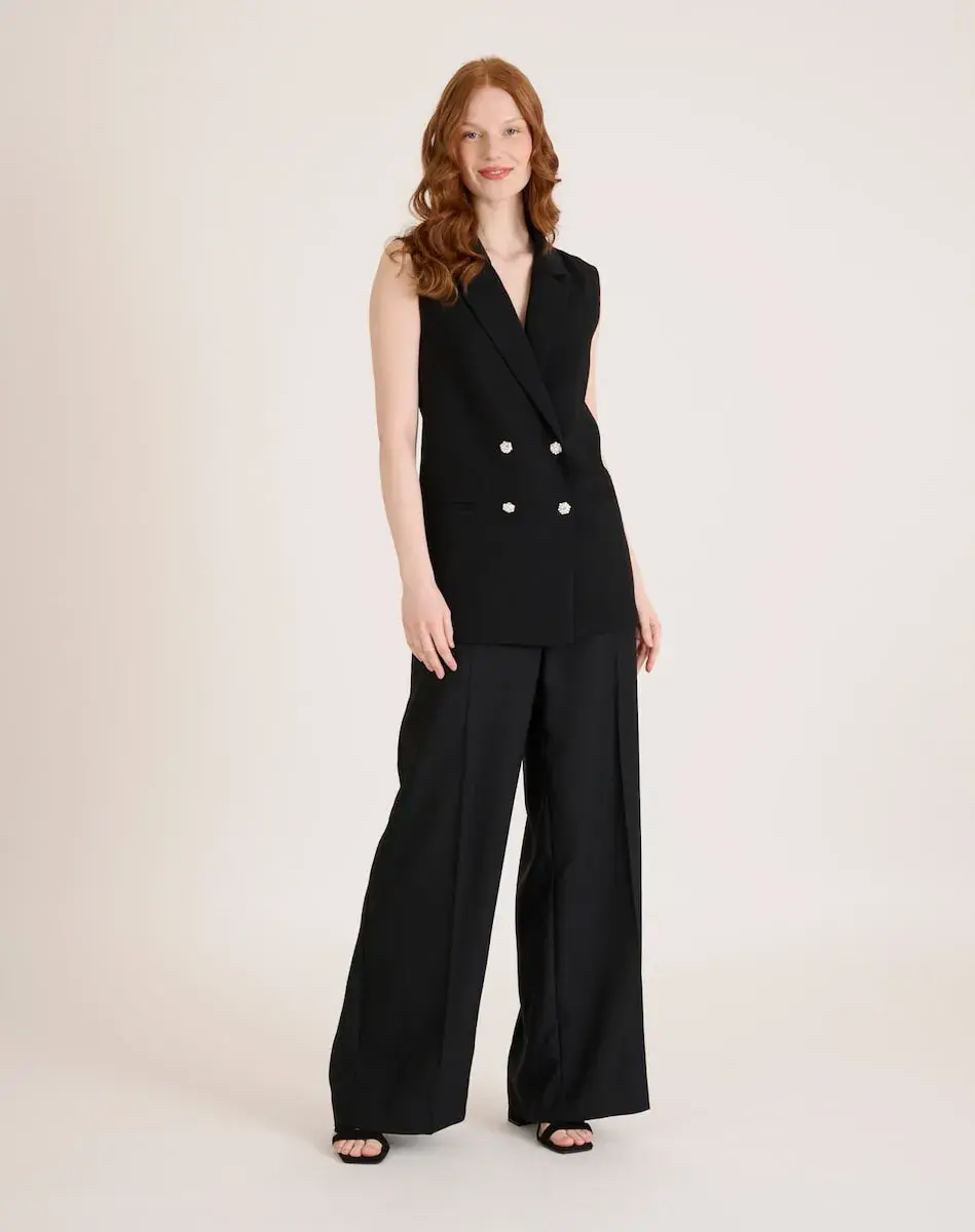 Женские простые брюки с высокой талией и широкими штанинами Naf Naf, черный
Женские простые брюки с высокой талией и широкими штанинами Naf Naf, черный