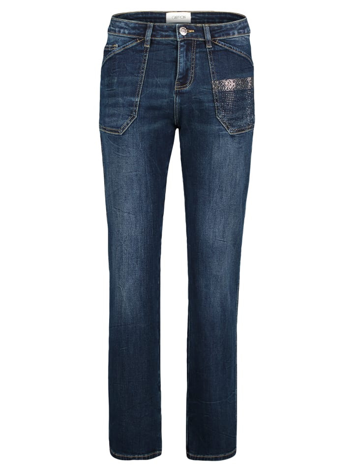 Джинсы прямого кроя со стразами из темно-синего денима CARTOON
Джинсы прямого кроя со стразами из темно-синего денима CARTOON