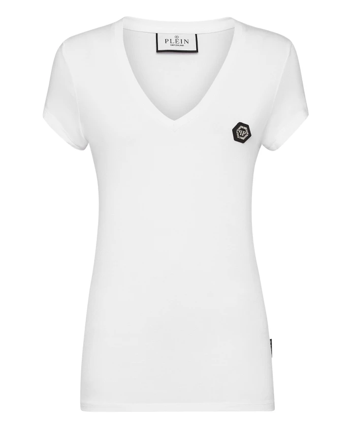 Футболка с V-образным вырезом, классическим кроем и шестиугольным рисунком. Philipp Plein, белый
Футболка с V-образным вырезом, классическим кроем и шестиугольным рисунком. Philipp Plein, белый