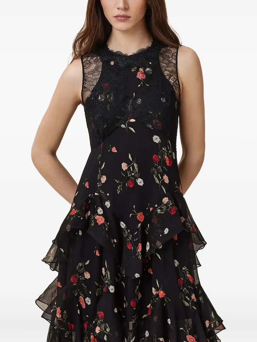 Платье миди Quinn с кружевными деталями и оборками AllSaints, черный
Платье миди Quinn с кружевными деталями и оборками AllSaints, черный