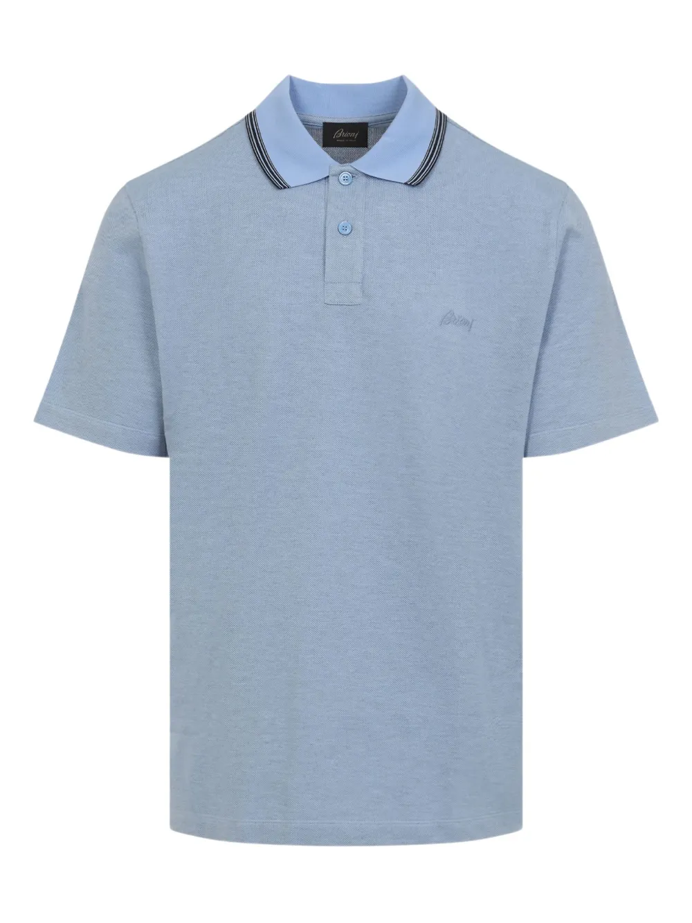 Рубашка поло с вышитым логотипом Brioni, синий 
Рубашка поло с вышитым логотипом Brioni, синий