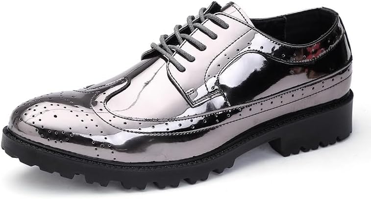 Мужские блестящие туфли Santimon, броги с перфорацией, сверкающие для вечеринок, шнурованные оксфорды с металлическим эффектом, серебро
Мужские блестящие туфли Santimon, броги с перфорацией, сверкающие для вечеринок, шнурованные оксфорды с металлическим эффектом, серебро