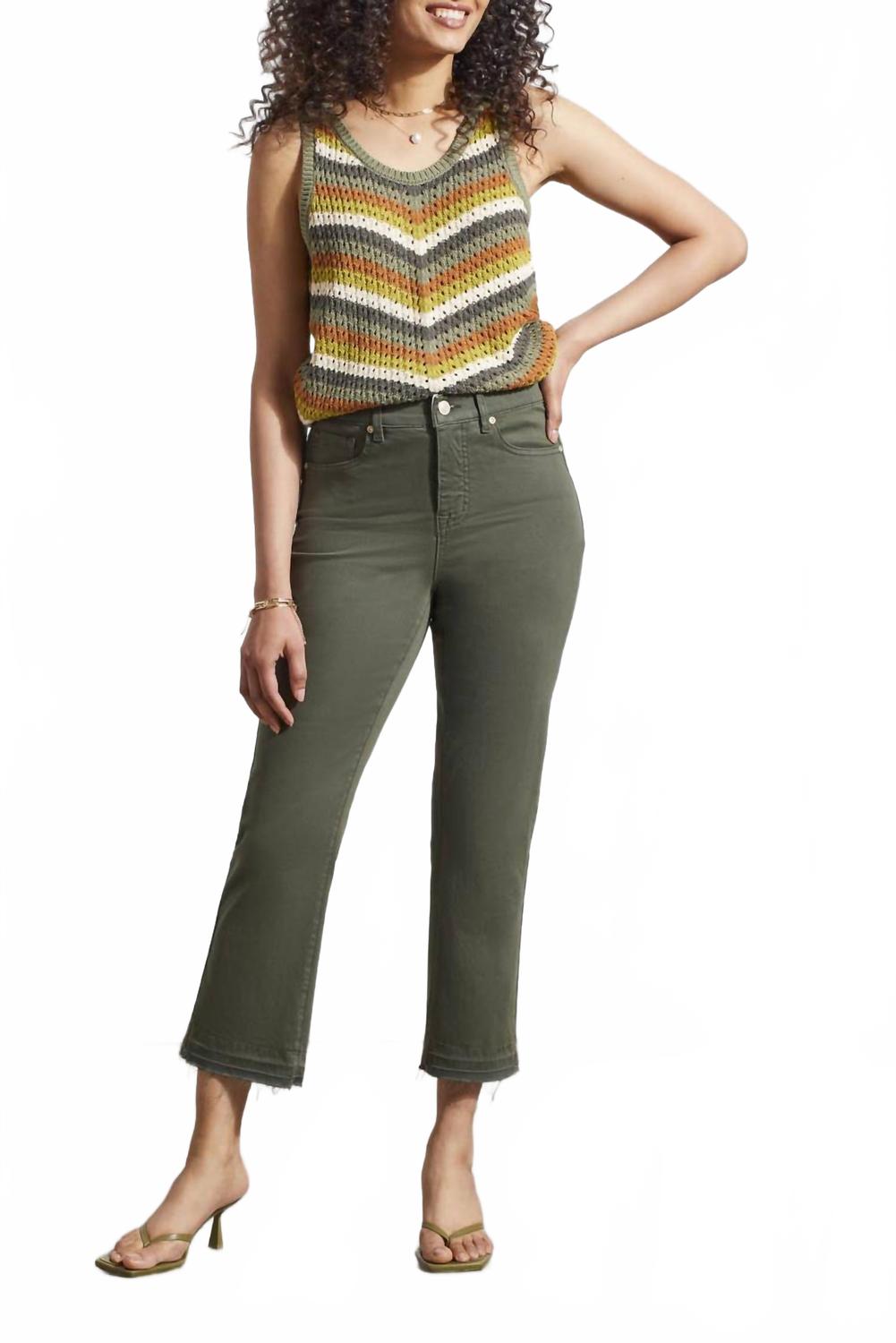 Женские укороченные брюки-клеш Sophia Micro в оливковом цвете TRIBAL
Женские укороченные брюки-клеш Sophia Micro в оливковом цвете TRIBAL