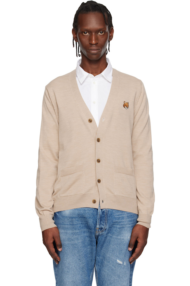 Maison Kitsuné Бежевый кардиган из шерсти мериноса с головой лисы
Maison Kitsuné Бежевый кардиган из шерсти мериноса с головой лисы