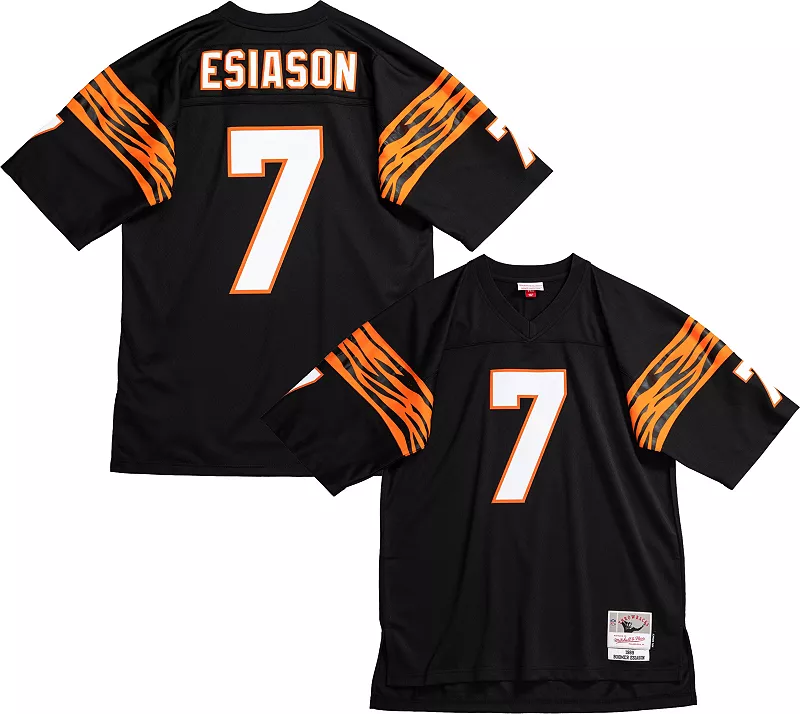 Мужская черная футболка Mitchell & Ness Cincinnati Bengals Boomer Esiason #7 1989 года 
Мужская черная футболка Mitchell & Ness Cincinnati Bengals Boomer Esiason #7 1989 года