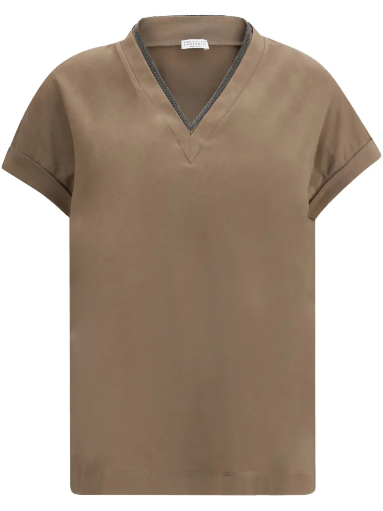 Топ Brunello Cucinelli с V-образным вырезом и короткими рукавами, коричневый
Топ Brunello Cucinelli с V-образным вырезом и короткими рукавами, коричневый