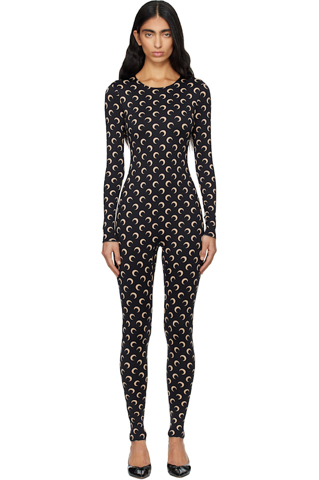 Marine Serre Черный комбинезон из переработанного трикотажа с лунным рисунком
Marine Serre Черный комбинезон из переработанного трикотажа с лунным рисунком