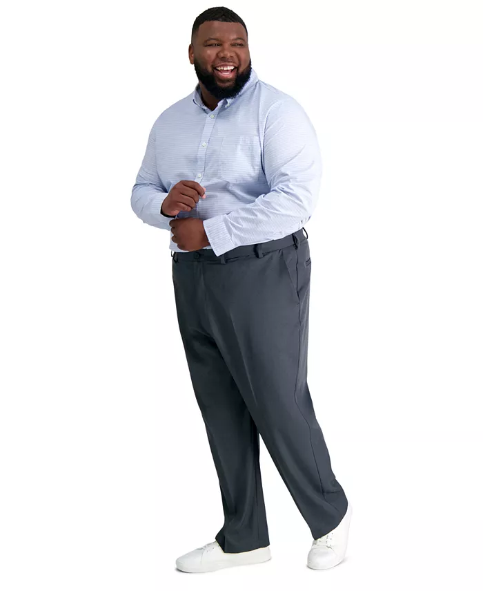 Мужские классические брюки Big & Tall Cool 18 PRO с расширяющейся талией, стретч и плоской передней частью Haggar, серый 
Мужские классические брюки Big & Tall Cool 18 PRO с расширяющейся талией, стретч и плоской передней частью Haggar, серый