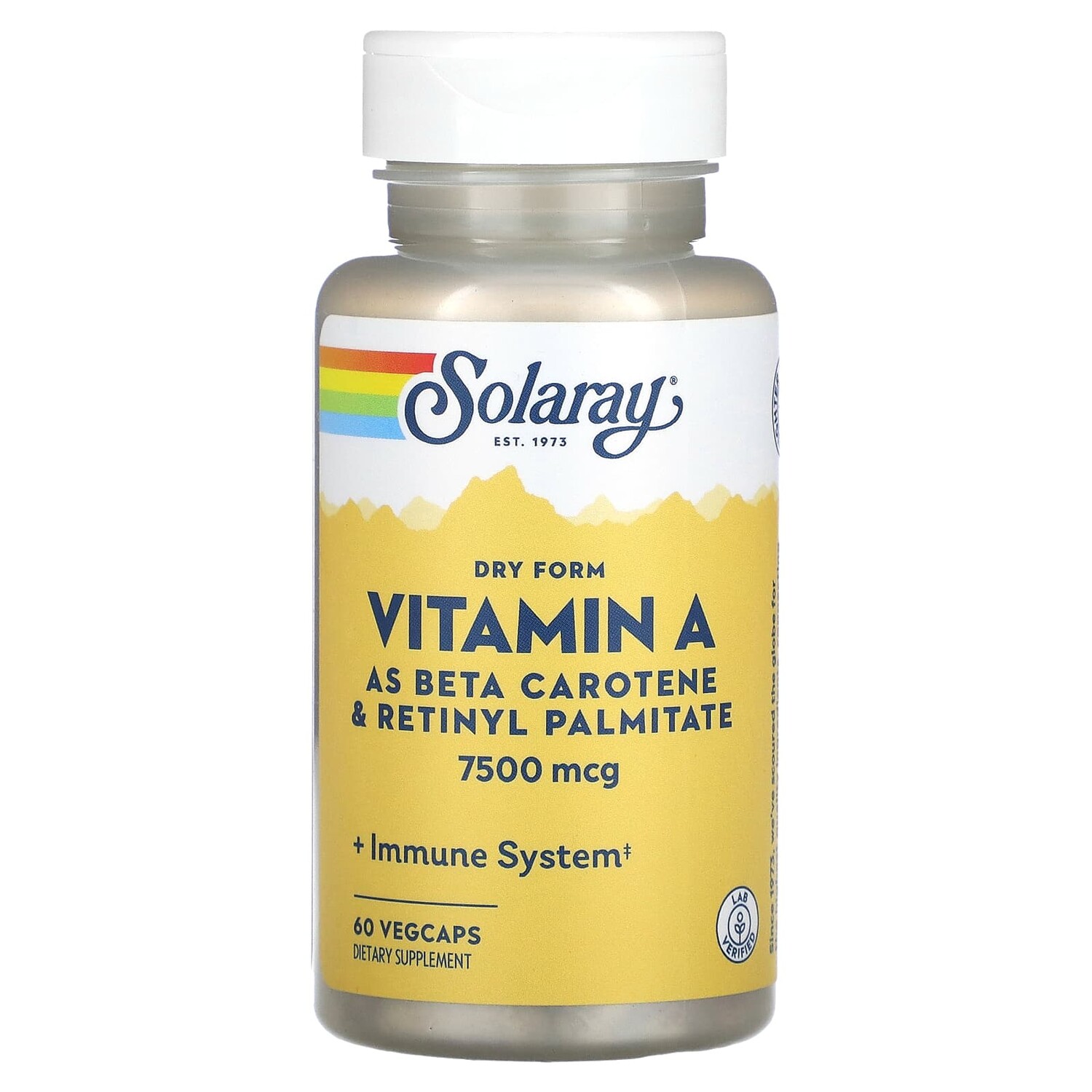 Solaray Dry Form Vitamin A 25,000 IU 60 VegCaps
Solaray Dry Form Vitamin A 25,000 IU 60 VegCaps