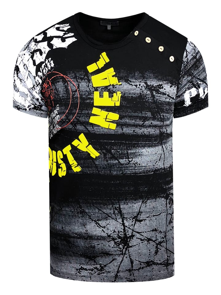 Rusty Neal Выцветшая черная футболка с принтом по всей поверхности и боковой застежкой на пуговицы, Черный, Rusty Neal Выцветшая черная футболка с принтом по всей поверхности и боковой застежкой на пуговицы
Rusty Neal Выцветшая черная футболка с принтом по всей поверхности и боковой застежкой на пуговицы, Черный, Rusty Neal Выцветшая черная футболка с принтом по всей поверхности и боковой застежкой на пуговицы