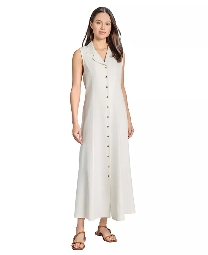 Женское льняное платье-рубашка макси с завязками на спине Jones New York, белый
Женское льняное платье-рубашка макси с завязками на спине Jones New York, белый