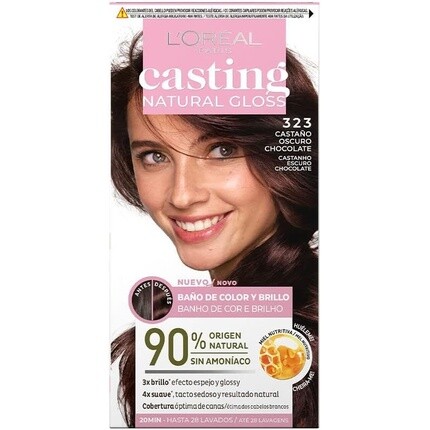 L'Oréal Paris Casting Natural Gloss Краска для волос с медовым кондиционером без аммиака Черный шоколад 323
L'Oréal Paris Casting Natural Gloss Краска для волос с медовым кондиционером без аммиака Черный шоколад 323