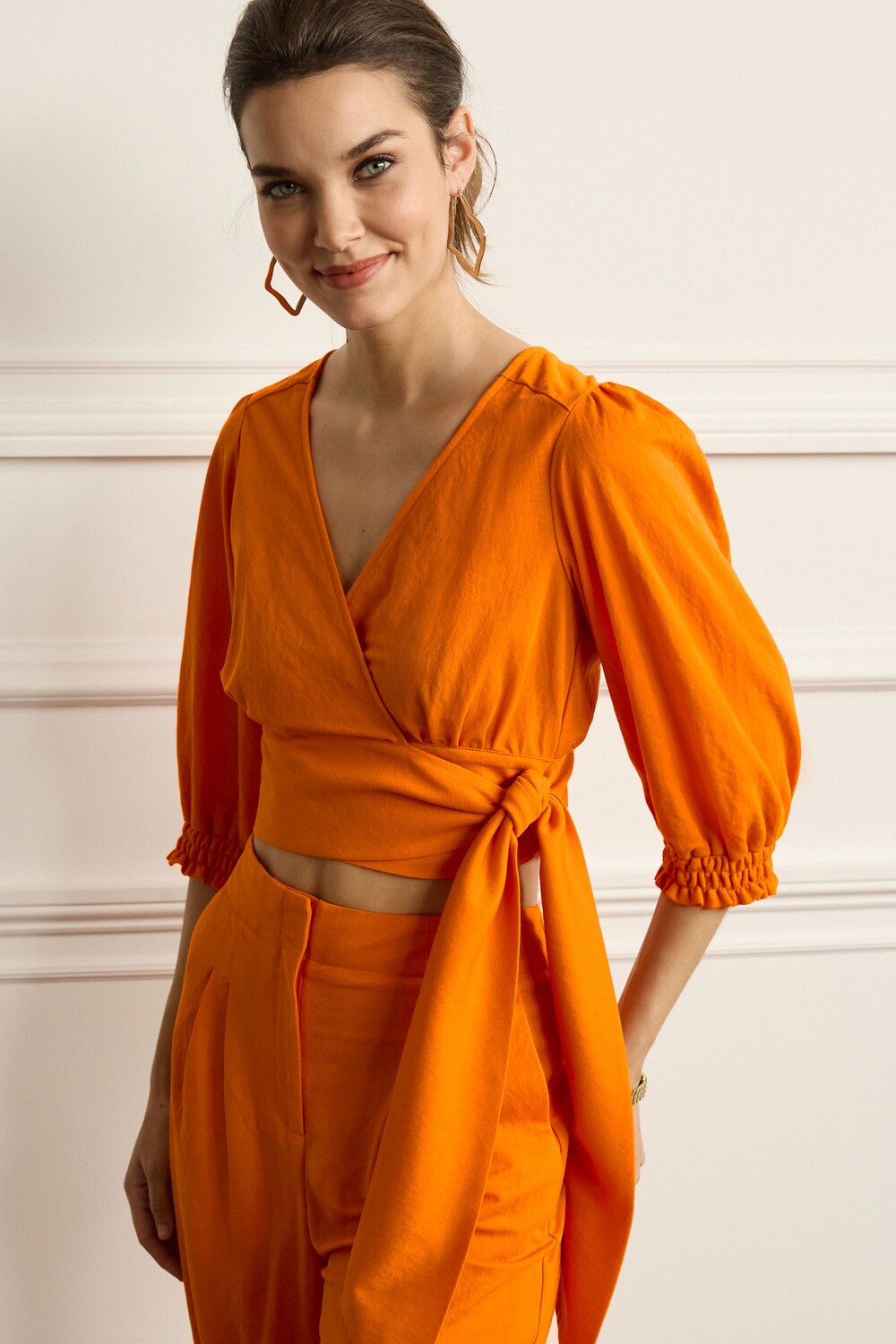 Топ с короткими рукавами запахом и V-образным вырезом Next, оранжевый
Топ с короткими рукавами запахом и V-образным вырезом Next, оранжевый