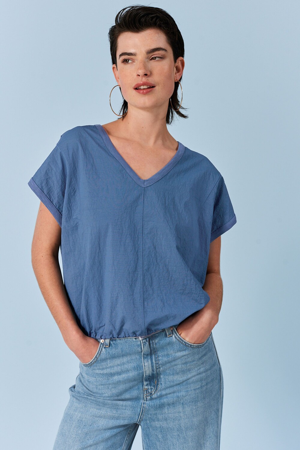 Верх из нейлона с короткими рукавами и низом-баллоном Next, синий
Верх из нейлона с короткими рукавами и низом-баллоном Next, синий