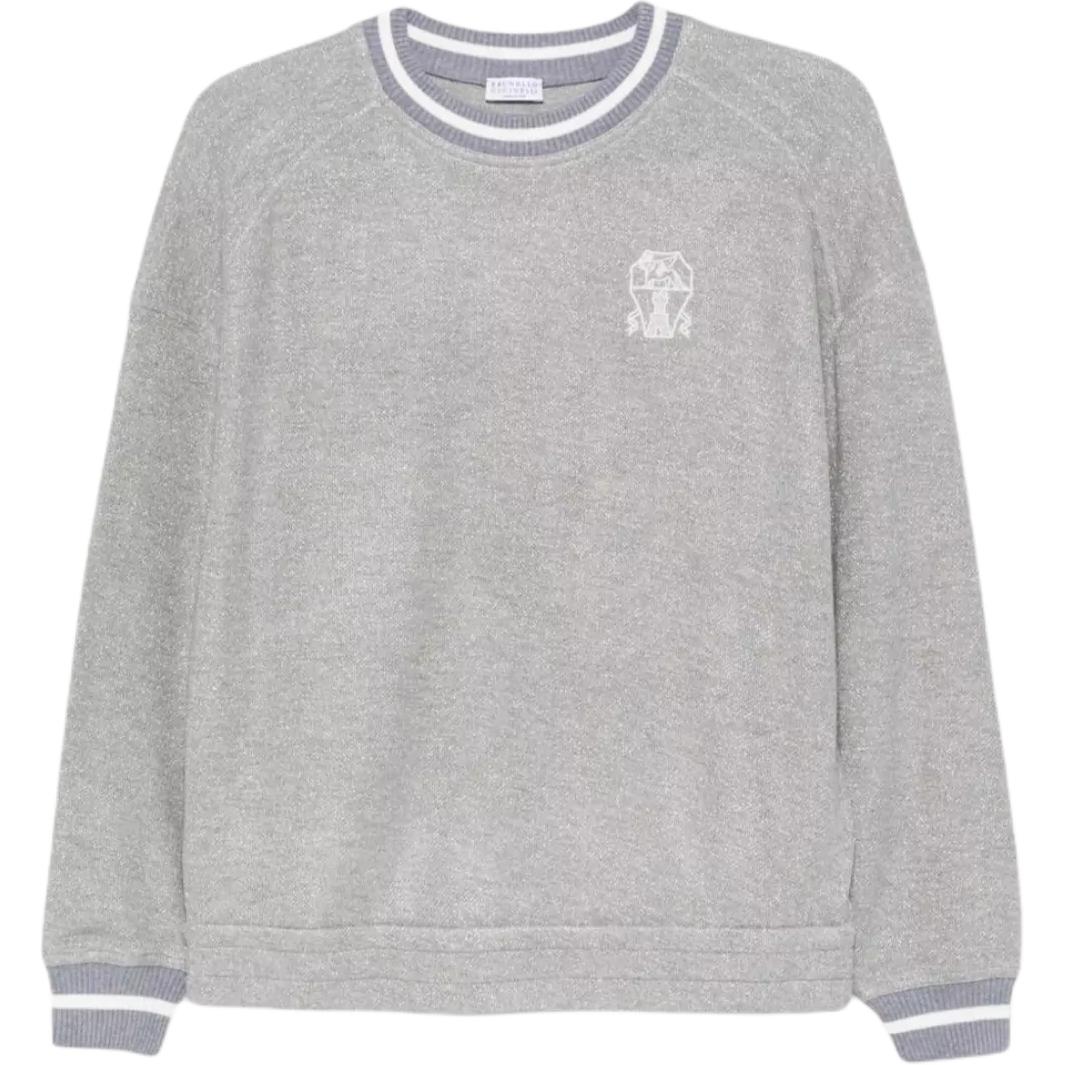 Свитер с длинным рукавом с вышитым логотипом Brunello Cucinelli, серебро
Свитер с длинным рукавом с вышитым логотипом Brunello Cucinelli, серебро