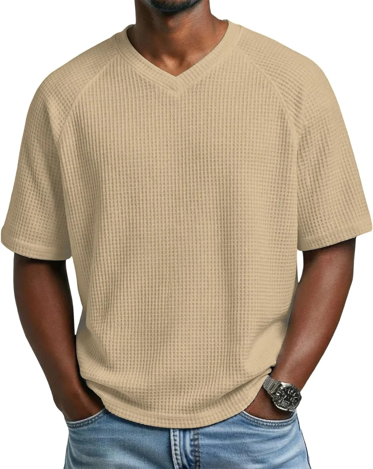 Мужская футболка V-образного выреза с коротким рукавом, свободного кроя, однотонная
Мужская футболка V-образного выреза с коротким рукавом, свободного кроя, однотонная