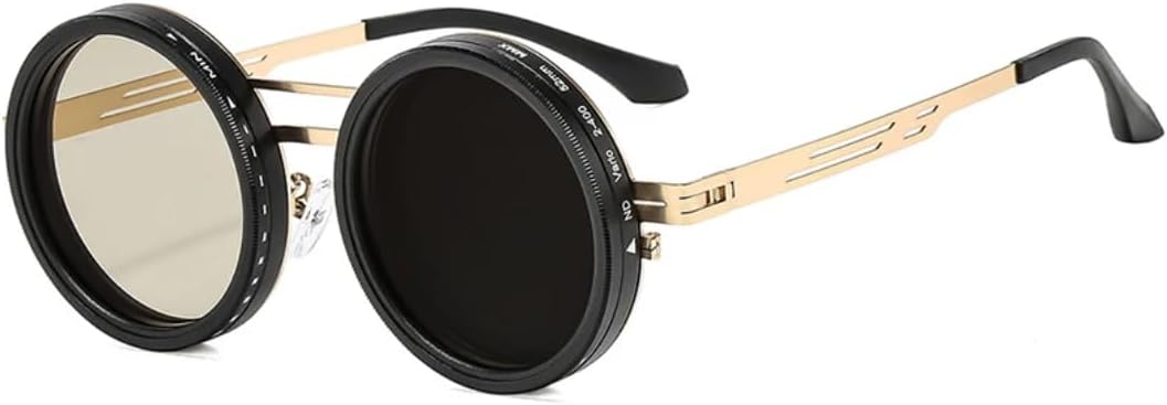 Ретро круглые панк-солнцезащитные очки для мужчин и женщин для занятий спортом на открытом воздухе, защита от УФ-излучения UV400, регулируемые солнцезащитные очки с затемнением TVTBBVV, Golden-8
Ретро круглые панк-солнцезащитные очки для мужчин и женщин для занятий спортом на открытом воздухе, защита от УФ-излучения UV400, регулируемые солнцезащитные очки с затемнением TVTBBVV, Golden-8