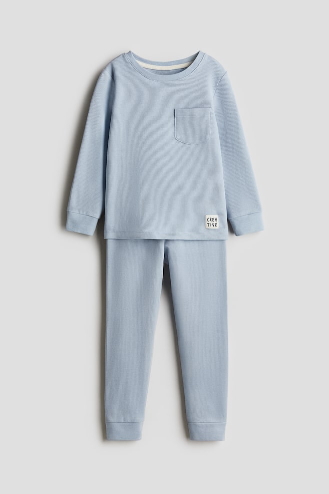 Хлопковая пижама с вафельной структурой H&M, синий
Хлопковая пижама с вафельной структурой H&M, синий