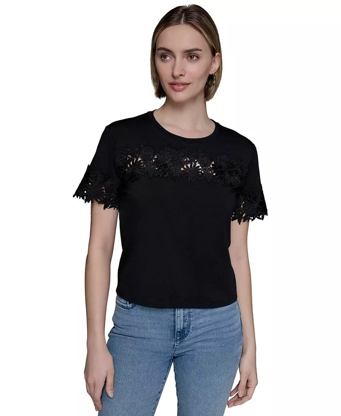 Женский трикотажный топ с кружевной отделкой KARL LAGERFELD PARIS, белый
Женский трикотажный топ с кружевной отделкой KARL LAGERFELD PARIS, белый