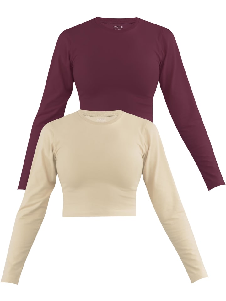 Лонгслив Janice 2 x Damen crop Langarmshirt hochgeschlossen Noia, цвет Beige/Burgund
Лонгслив Janice 2 x Damen crop Langarmshirt hochgeschlossen Noia, цвет Beige/Burgund