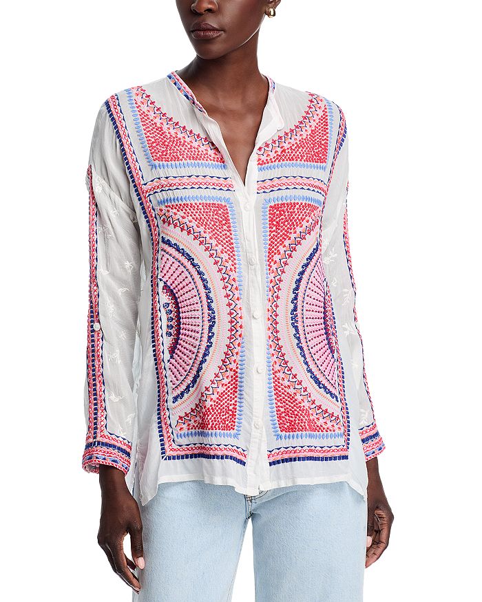 Однотонная блуза с воротником-стойкой Audrey Johnny Was, белый
Однотонная блуза с воротником-стойкой Audrey Johnny Was, белый