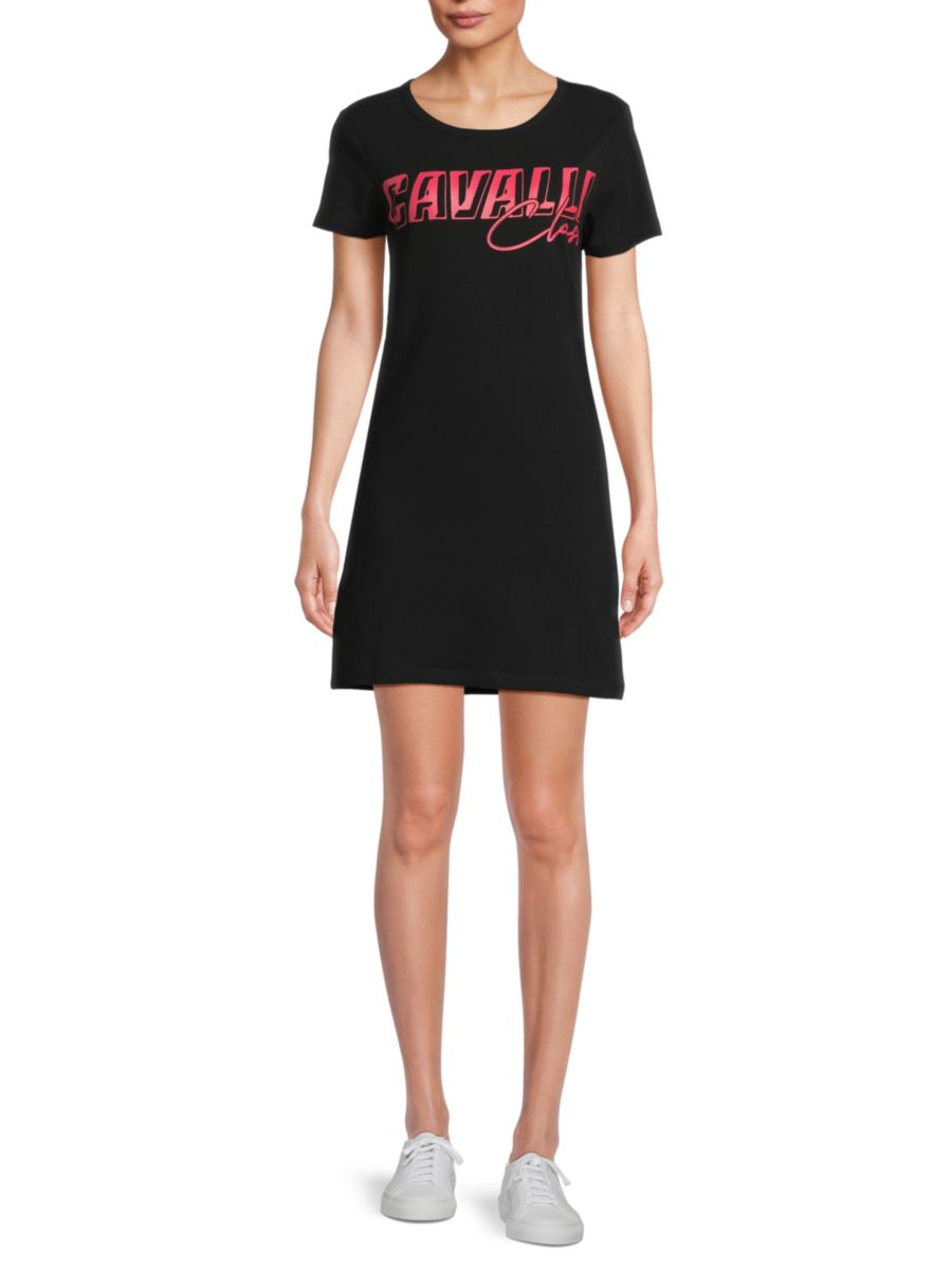 Мини-платье из эластичного хлопка с логотипом Roberto Cavalli, черный
Мини-платье из эластичного хлопка с логотипом Roberto Cavalli, черный