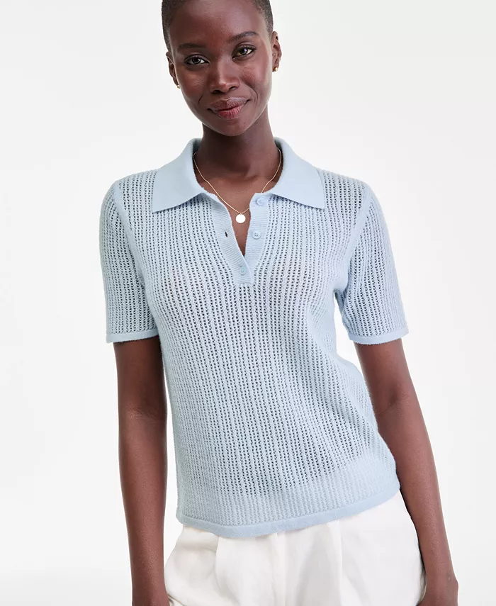 Женский свитер-поло с короткими рукавами из 100% кашемира Charter Club, синий
Женский свитер-поло с короткими рукавами из 100% кашемира Charter Club, синий