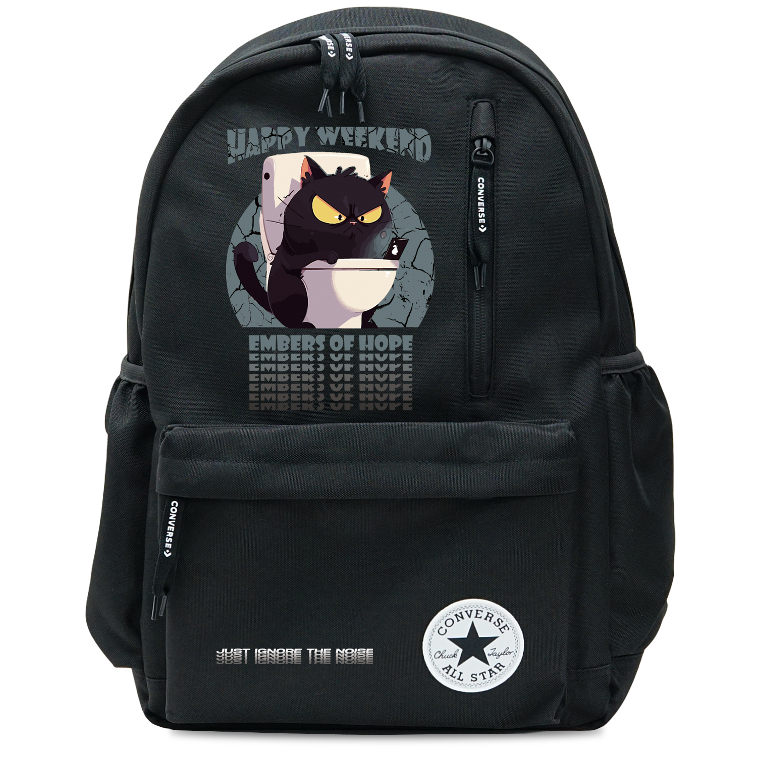 Converse Полиэстеровый рюкзак для студентов среднего размера унисекс черный, On Toilet Cat 
Converse Полиэстеровый рюкзак для студентов среднего размера унисекс черный, On Toilet Cat