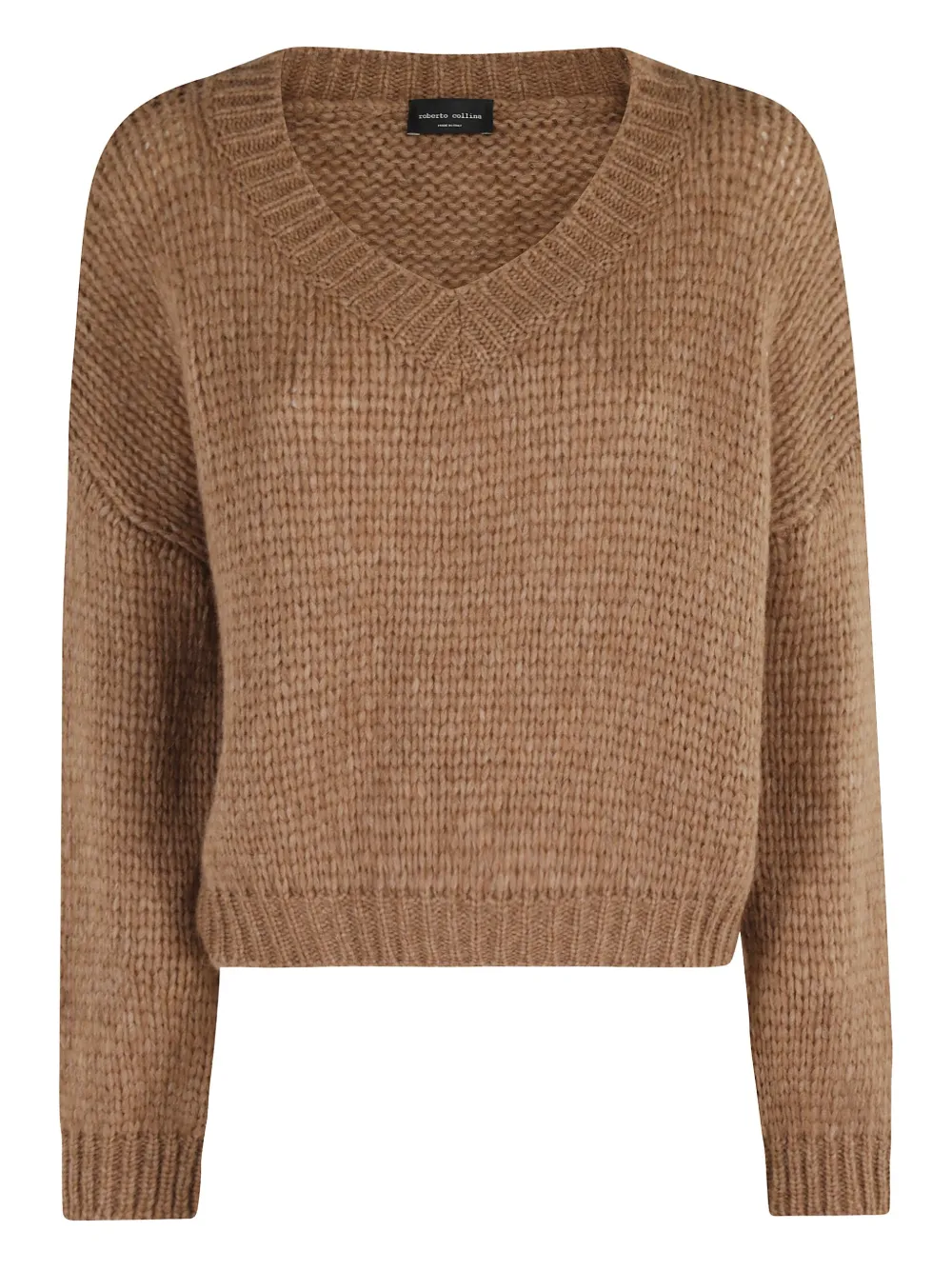 Свободный свитер с V-образным вырезом Roberto Collina, коричневый 
Свободный свитер с V-образным вырезом Roberto Collina, коричневый