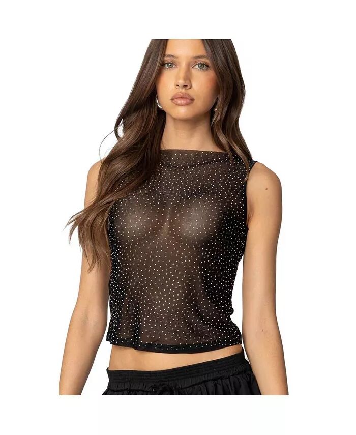 Женский топ из прозрачной сетки со стразами Edikted, черный
Женский топ из прозрачной сетки со стразами Edikted, черный