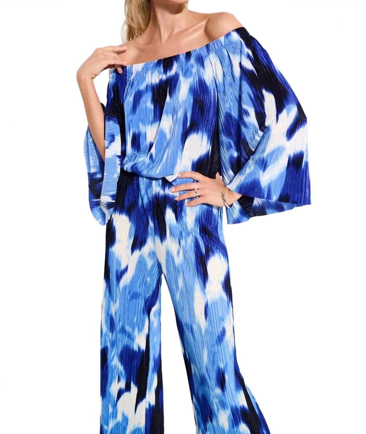 Плиссированный топ с тропическим принтом и открытыми плечами в сине-ванильной гамме Joseph Ribkoff
Плиссированный топ с тропическим принтом и открытыми плечами в сине-ванильной гамме Joseph Ribkoff