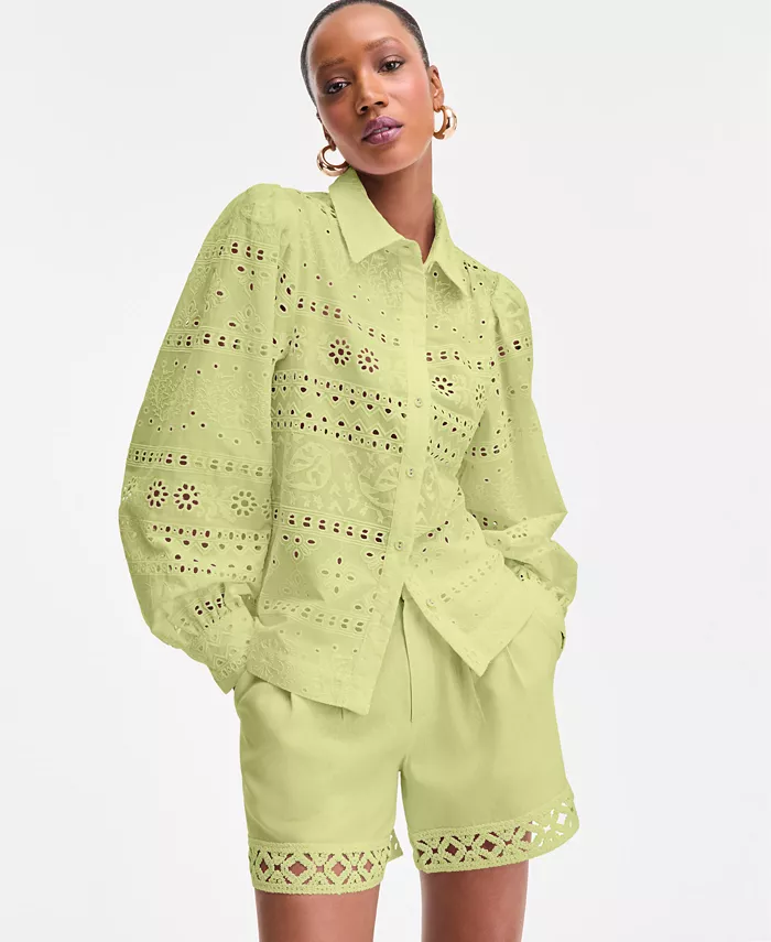 Женская хлопковая блуза с рукавами-фонариками и ажурной строчкой I.N.C. International Concepts, зеленый
Женская хлопковая блуза с рукавами-фонариками и ажурной строчкой I.N.C. International Concepts, зеленый