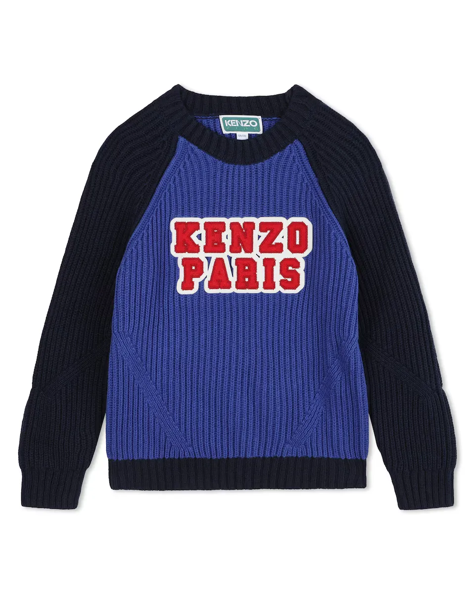 Свитер для мальчика с контрастными рукавами и логотипом спереди Kenzo Kids, синий
Свитер для мальчика с контрастными рукавами и логотипом спереди Kenzo Kids, синий