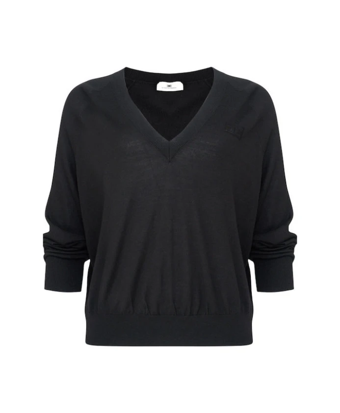 Шерстяной свитер с логотипом Elisabetta Franchi, черный
Шерстяной свитер с логотипом Elisabetta Franchi, черный