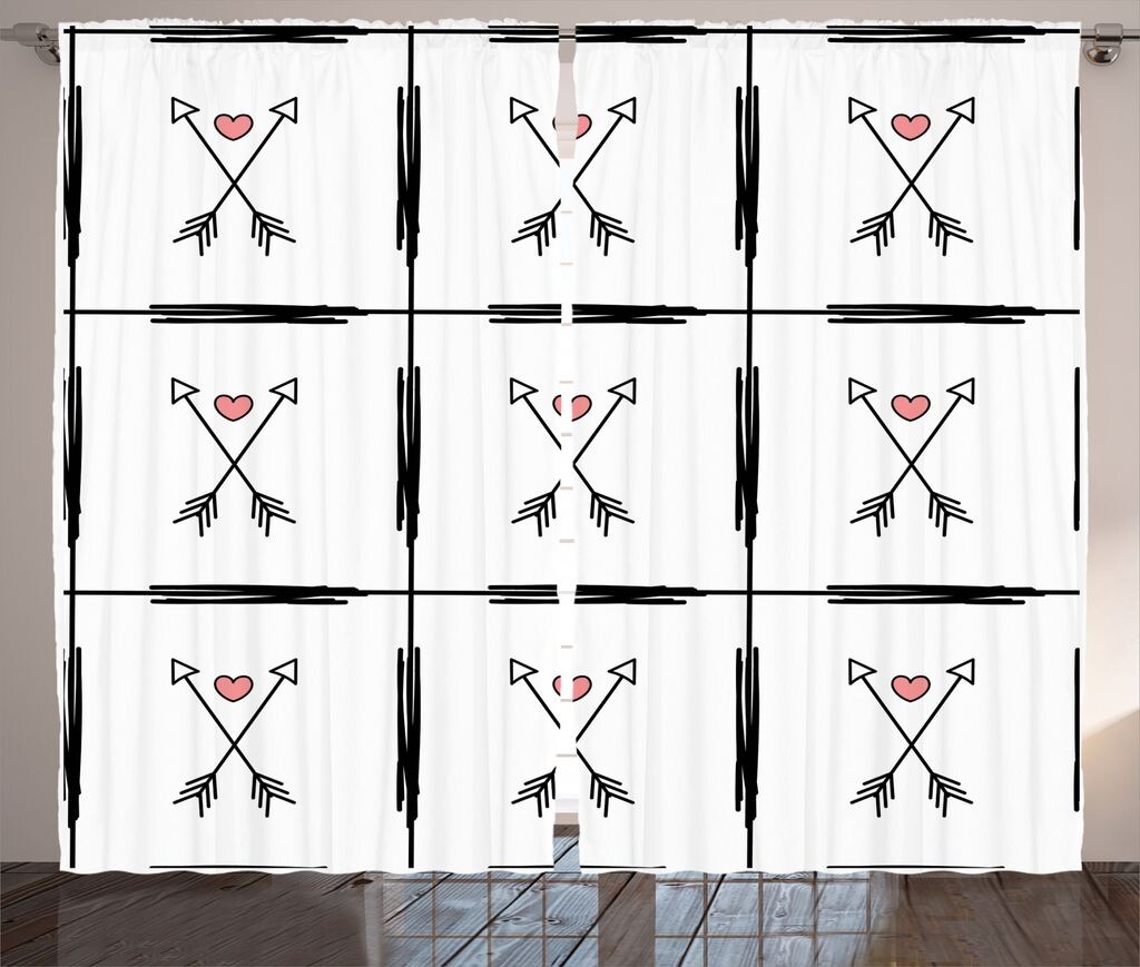 Занавеска ABAKUHAUS Valentine в деревенском стиле, узор в виде стрелы в форме сердца, универсальные ленточные шторы для гостиной с петлями и крючками, 280 x 260 см, черный, белый, розовый
Занавеска ABAKUHAUS Valentine в деревенском стиле, узор в виде стрелы в форме сердца, универсальные ленточные шторы для гостиной с петлями и крючками, 280 x 260 см, черный, белый, розовый