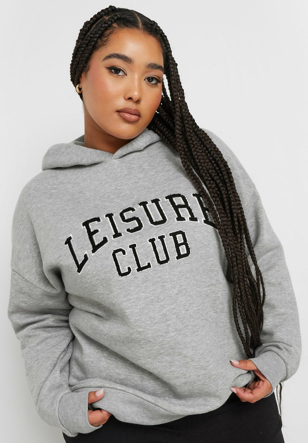 Толстовка с капюшоном LEISURE CLUB SLOGAN Yours Clothing, светло-серый 
Толстовка с капюшоном LEISURE CLUB SLOGAN Yours Clothing, светло-серый
