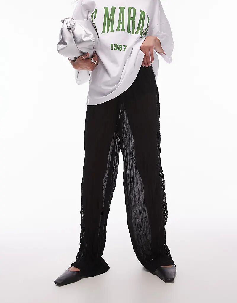 Широкие брюки из жатого кружева черного цвета Topshop
Широкие брюки из жатого кружева черного цвета Topshop