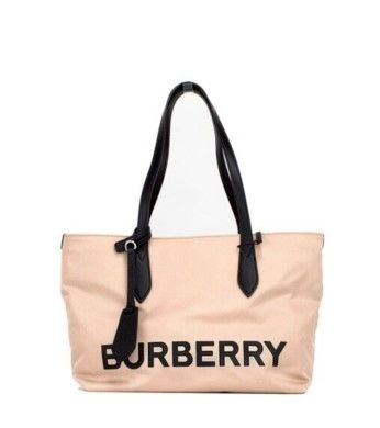Маленькая розово-бежевая фирменная сумка-тоут из нейлона Econyl с логотипом Burberry
Маленькая розово-бежевая фирменная сумка-тоут из нейлона Econyl с логотипом Burberry