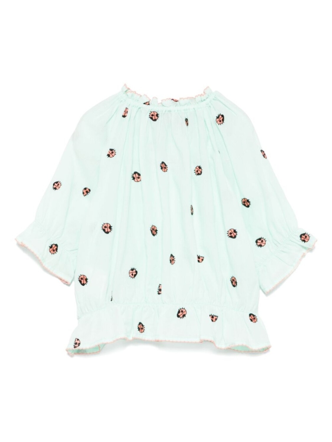 Блузка Stella McCartney Kids с вышитой божьей коровкой, зеленый 
Блузка Stella McCartney Kids с вышитой божьей коровкой, зеленый