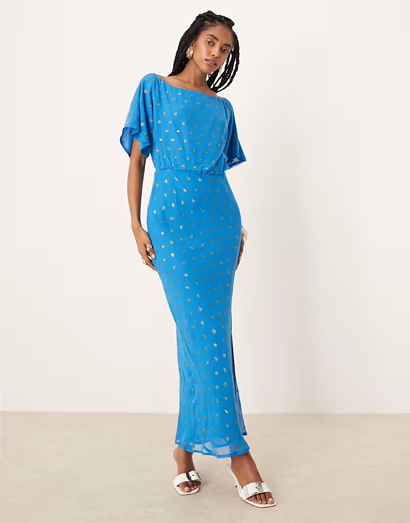 Никогда не одетая полностью Tilly металлик плиссированное макси платье синего цвета Never Fully Dressed
Никогда не одетая полностью Tilly металлик плиссированное макси платье синего цвета Never Fully Dressed