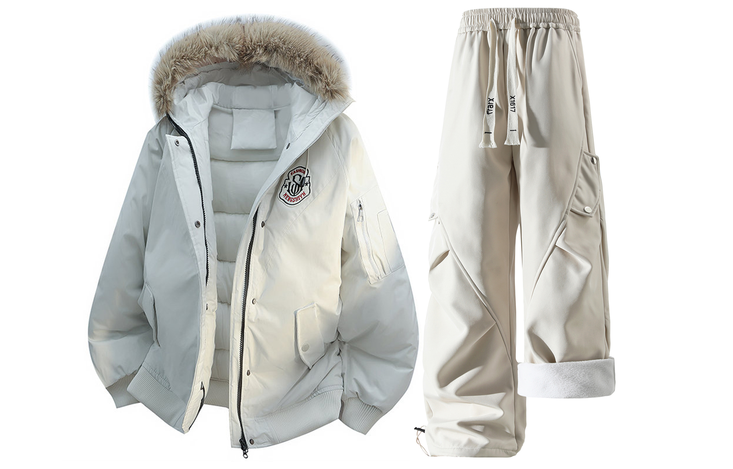 Толстовка Casual Sportswear утепленная с капюшоном унисекс X1617, экрю puffer jacket+бежевый fleece-lined pants
Толстовка Casual Sportswear утепленная с капюшоном унисекс X1617, экрю puffer jacket+бежевый fleece-lined pants