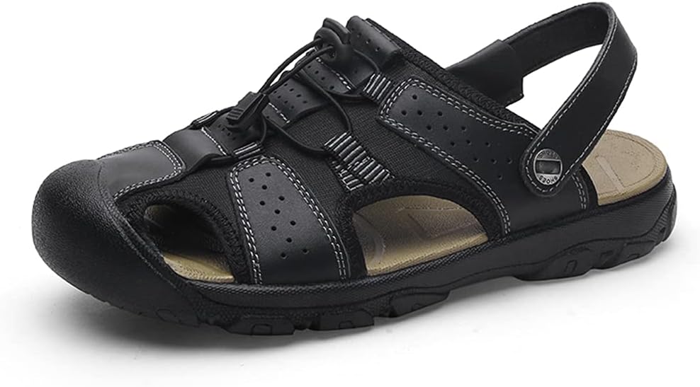 Мужские регулируемые сандалии Veslexth с закрытым носком, кожаные, ручной работы, модель «рыбак», противоскользящие, повседневные, модные водонепроницаемые и дышащие тапочки для прогулок, треккинга, вождения и путешествий, черный
Мужские регулируемые сандалии Veslexth с закрытым носком, кожаные, ручной работы, модель «рыбак», противоскользящие, повседневные, модные водонепроницаемые и дышащие тапочки для прогулок, треккинга, вождения и путешествий, черный