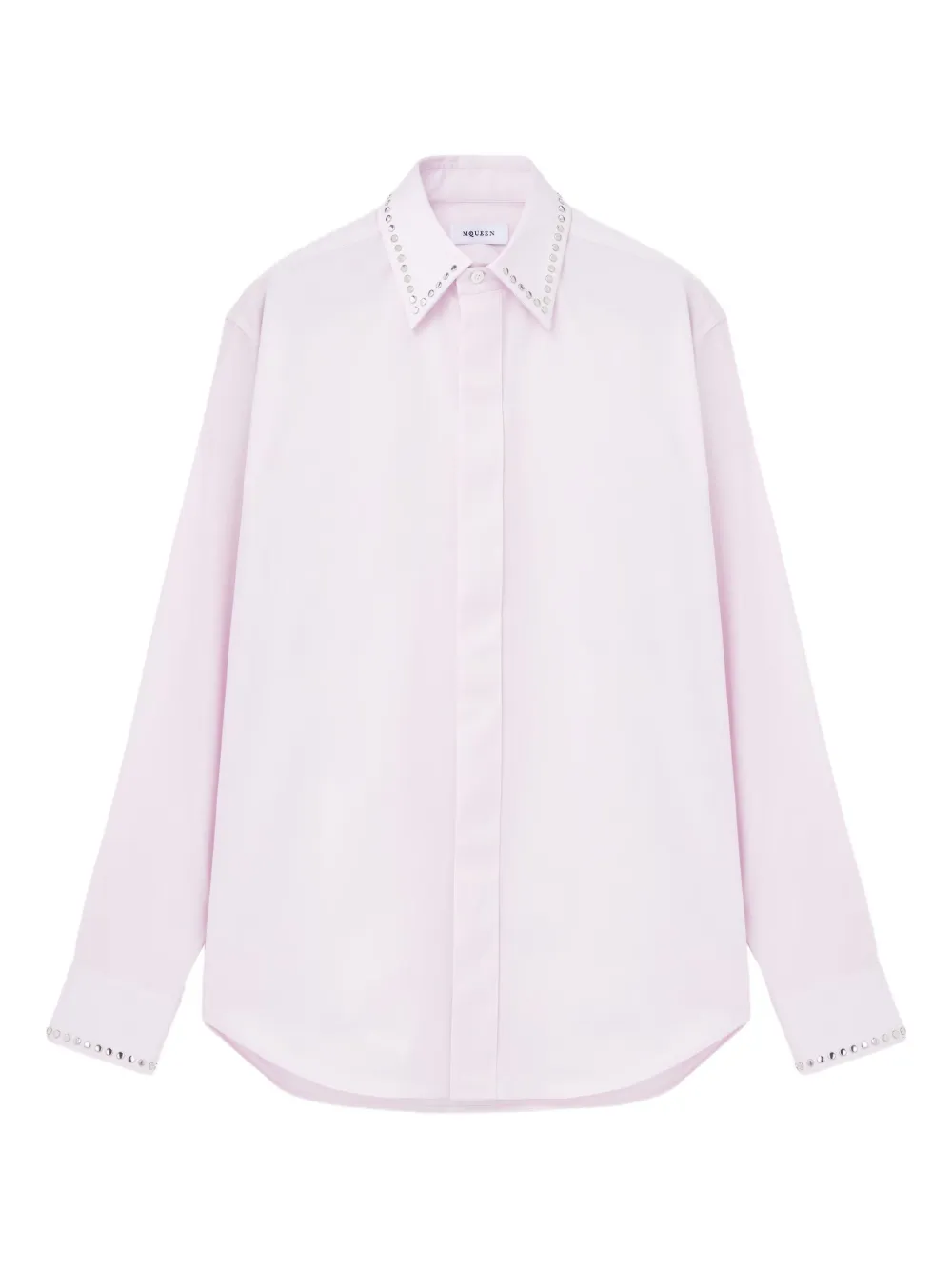 Хлопковая рубашка с декорированным воротником Alexander McQueen, розовый
Хлопковая рубашка с декорированным воротником Alexander McQueen, розовый