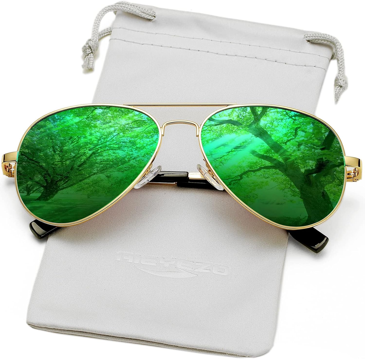 Классические поляризованные солнцезащитные очки-авиаторы AIEYEZO для мужчин и женщин, с пружинным шарниром и металлической оправой, защита от УФ-излучения UV400, Gold/Green Mirror
Классические поляризованные солнцезащитные очки-авиаторы AIEYEZO для мужчин и женщин, с пружинным шарниром и металлической оправой, защита от УФ-излучения UV400, Gold/Green Mirror