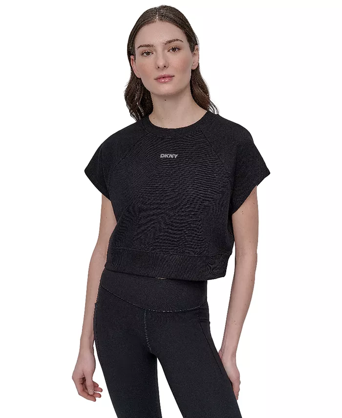 Женский укороченный топ с коротким рукавом и мини-логотипом со стразами DKNY, черный
Женский укороченный топ с коротким рукавом и мини-логотипом со стразами DKNY, черный