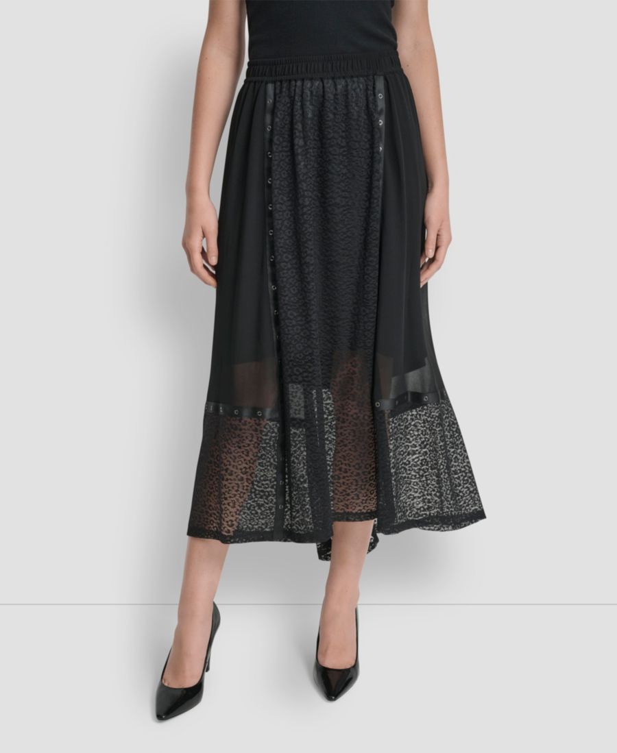Женская асимметричная юбка миди из сетчатой ткани с леопардовым принтом DKNY, Black
Женская асимметричная юбка миди из сетчатой ткани с леопардовым принтом DKNY, Black