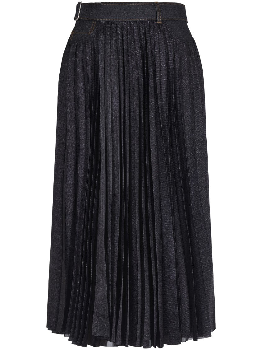 Складчатая юбка с высокой талией и фактурной отделкой Sacai, черный
Складчатая юбка с высокой талией и фактурной отделкой Sacai, черный