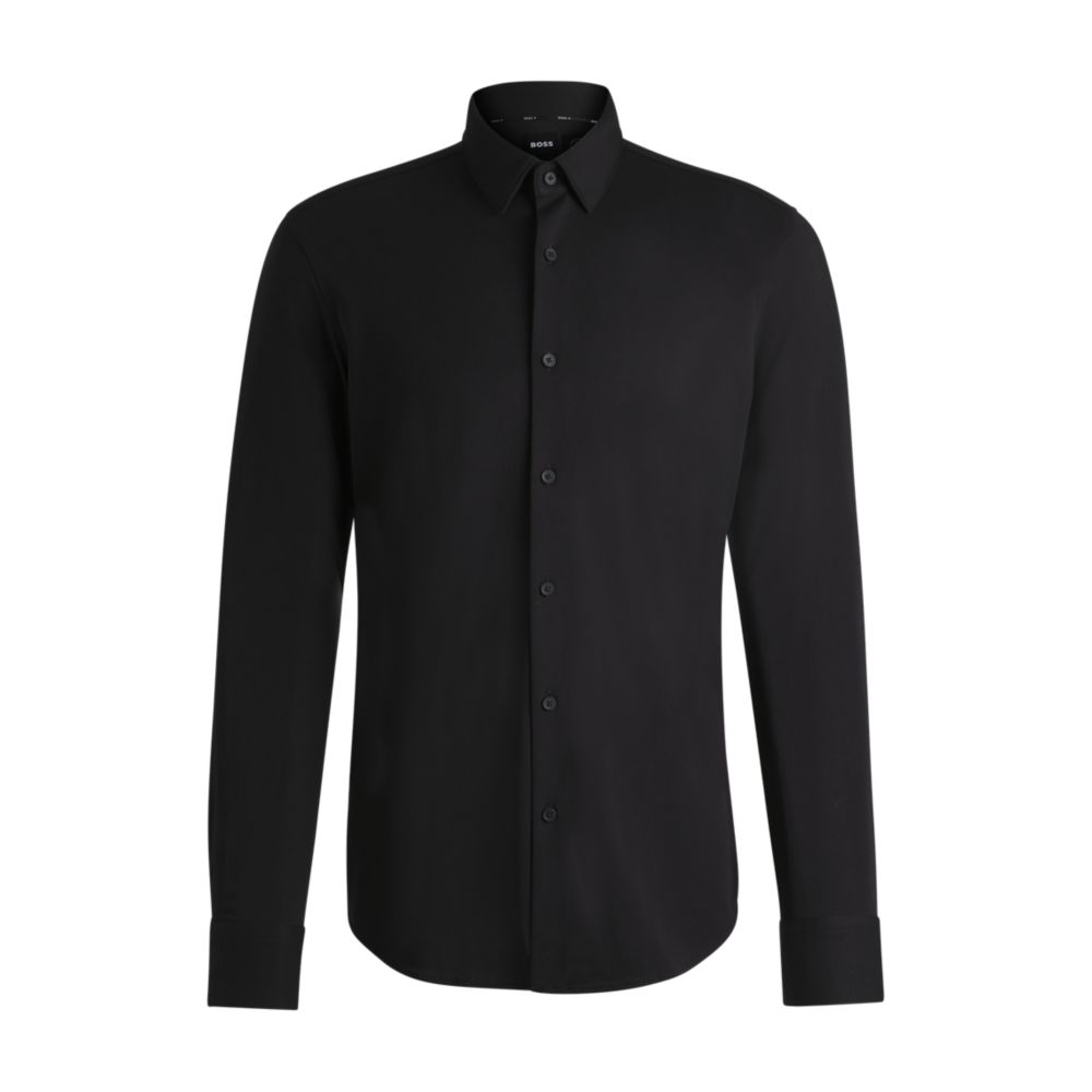 Рубашка облегающего кроя из эластичного трикотажа с добавлением хлопка BOSS, черный
Рубашка облегающего кроя из эластичного трикотажа с добавлением хлопка BOSS, черный