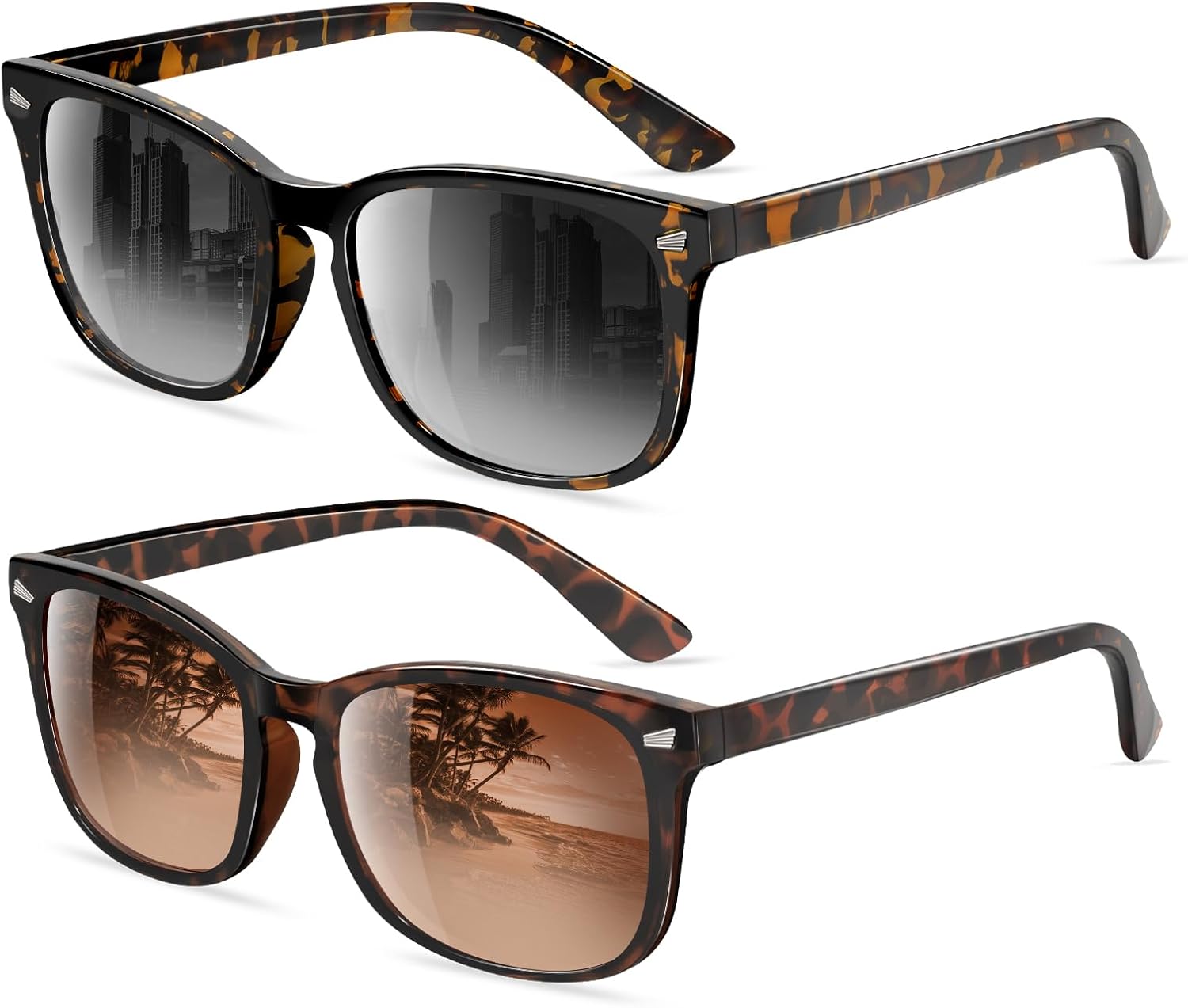 Поляризованные солнцезащитные очки FEIDUSUN для женщин и мужчин. Классические модные солнцезащитные очки с защитой от УФ-излучения, A01 Light Leopard / Gradient Tea + Dark Leopard / Gradient Gray
Поляризованные солнцезащитные очки FEIDUSUN для женщин и мужчин. Классические модные солнцезащитные очки с защитой от УФ-излучения, A01 Light Leopard / Gradient Tea + Dark Leopard / Gradient Gray