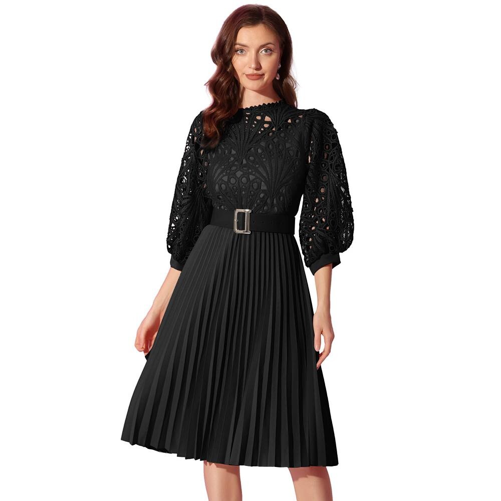 Женское кружевное платье с цветочным принтом, рукава 3/4, плиссированные платья трапециевидной формы с поясом и вставками ALLEGRA K, черный
Женское кружевное платье с цветочным принтом, рукава 3/4, плиссированные платья трапециевидной формы с поясом и вставками ALLEGRA K, черный